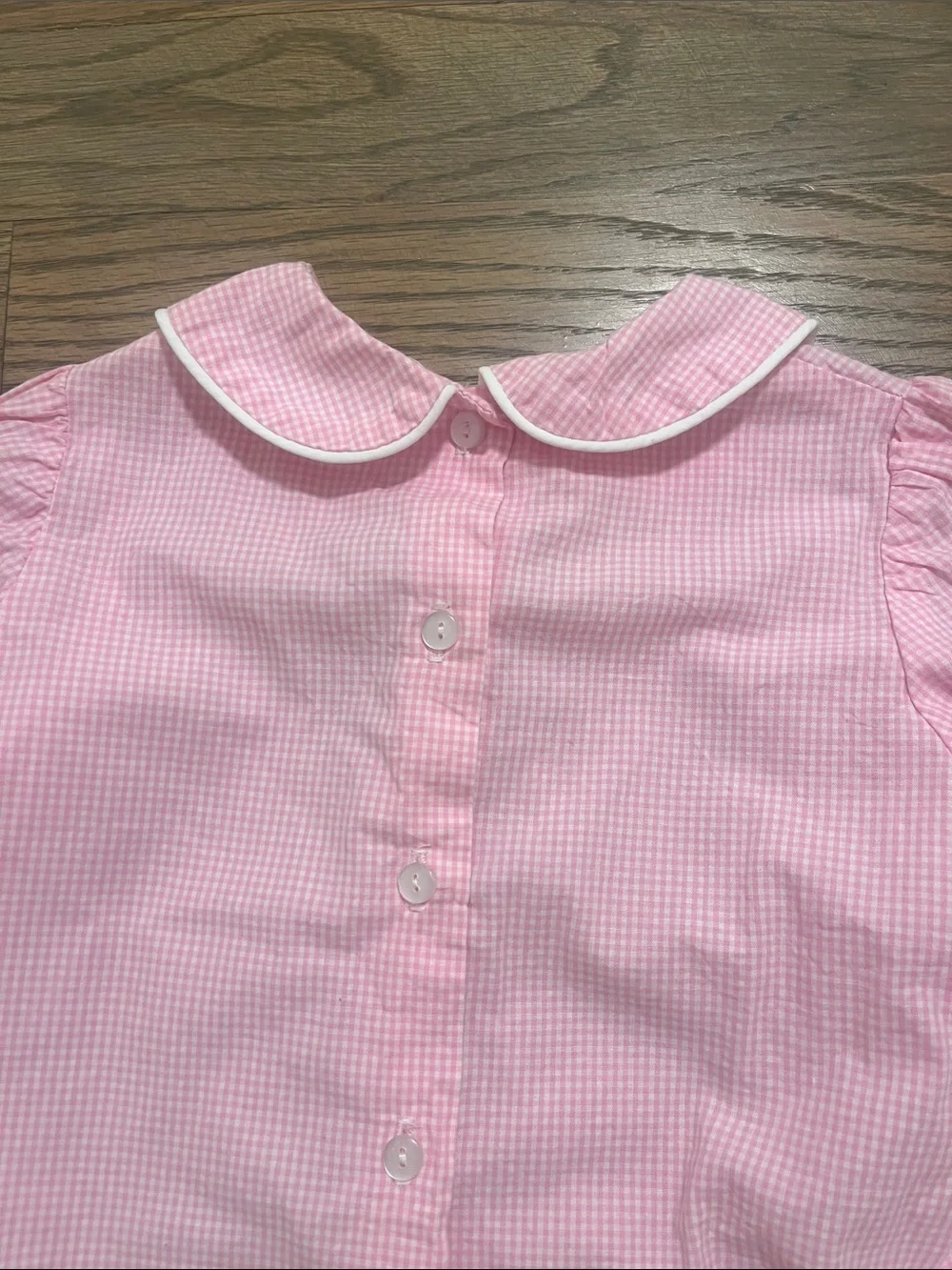 Girls pink/white gingham top size 5 EUC